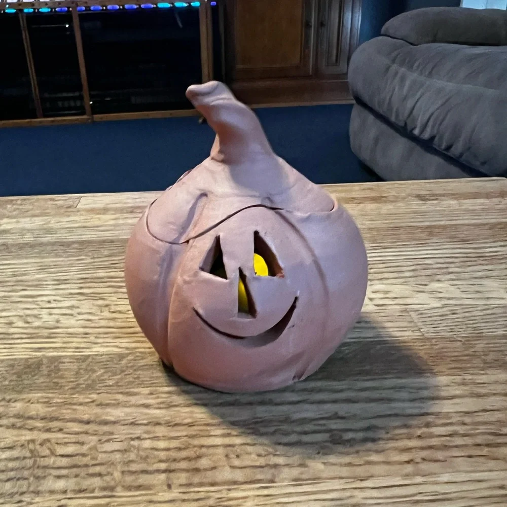 Ceramic/ Clay Hand-Sculpted Jack-O-Lantern Pumpkins - Picture 1 of 9